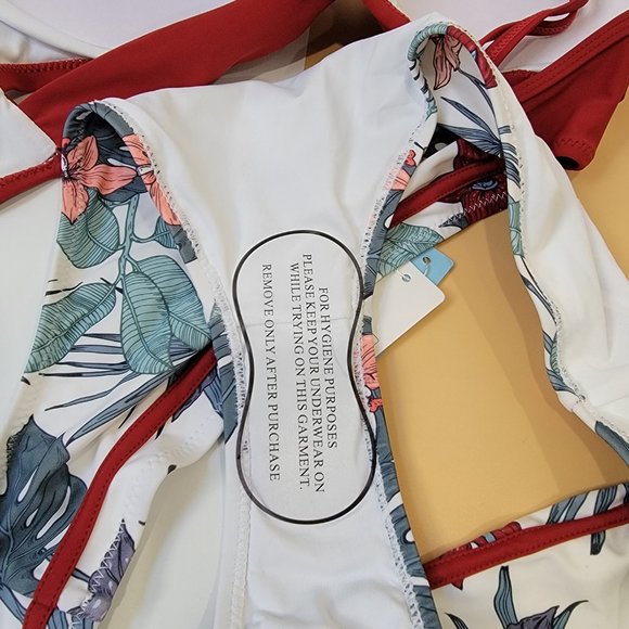 CUPSHE Women's Leafy Wrap Tie Bikini Set Halter Back Bow Low Waisted size M NEW - Picture 14 of 15